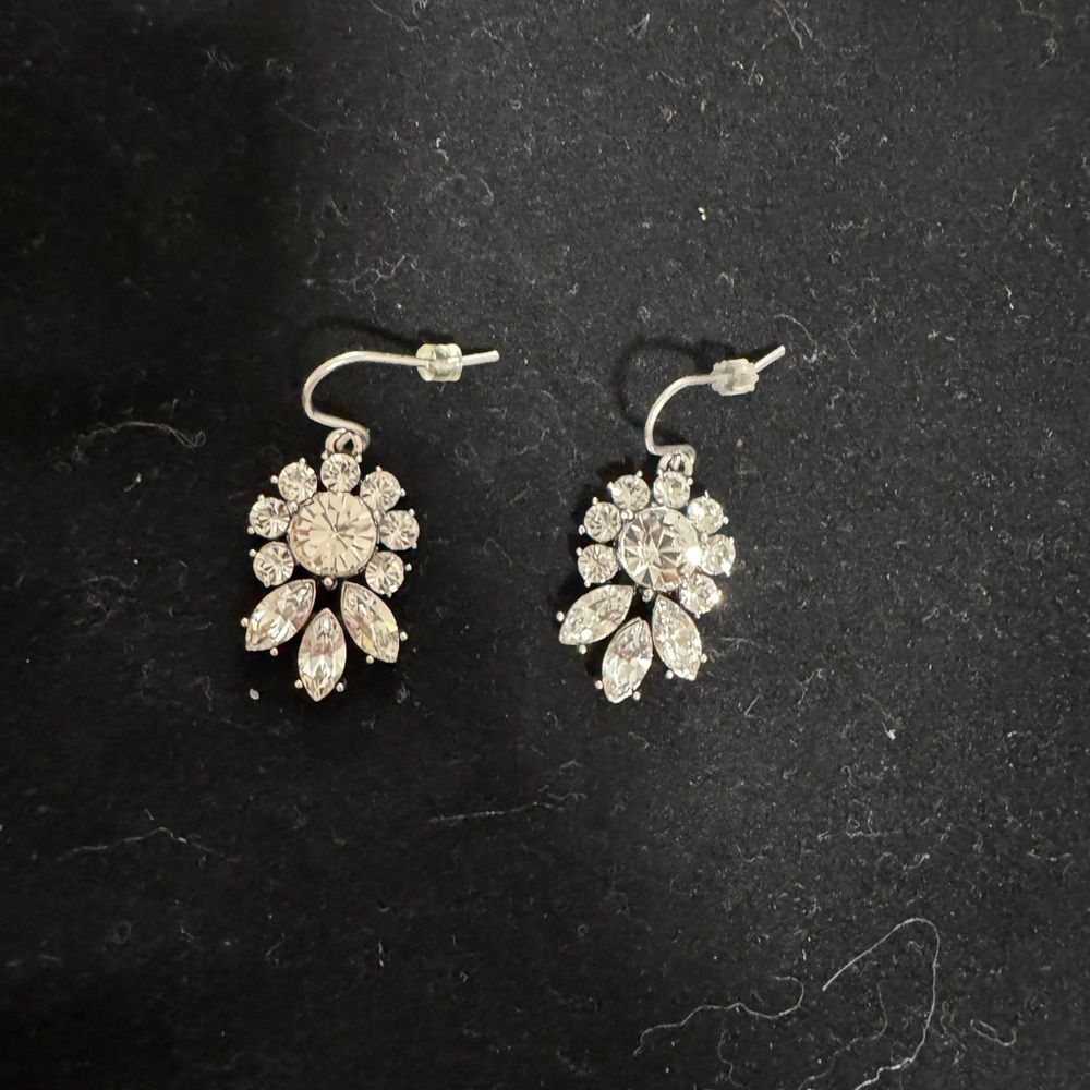 Elegant Silver Crystal Drop Adra Earrings